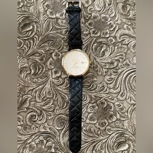 Kate Spade Black Quilted Leather Watch